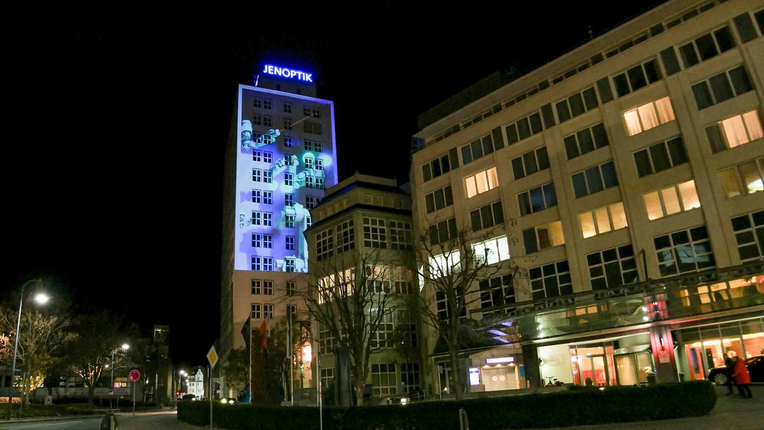 Digital Gipfel 2023 der Bundesregierung, Jena, Lichtstadt Jena, Bund, Innovation, Mapping, Video Projektion, Jenoptik, Ernst-Abbe-Hochhaus