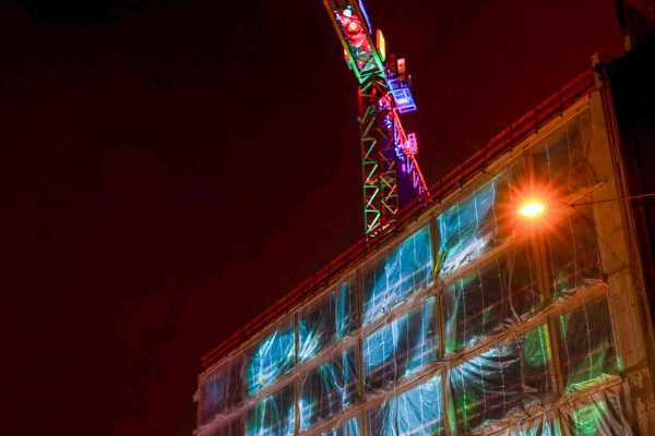 The Stack, Kran, Beleuchtung, Kraninszenierung, Lichtinstallation, Crane, Light installation, munich